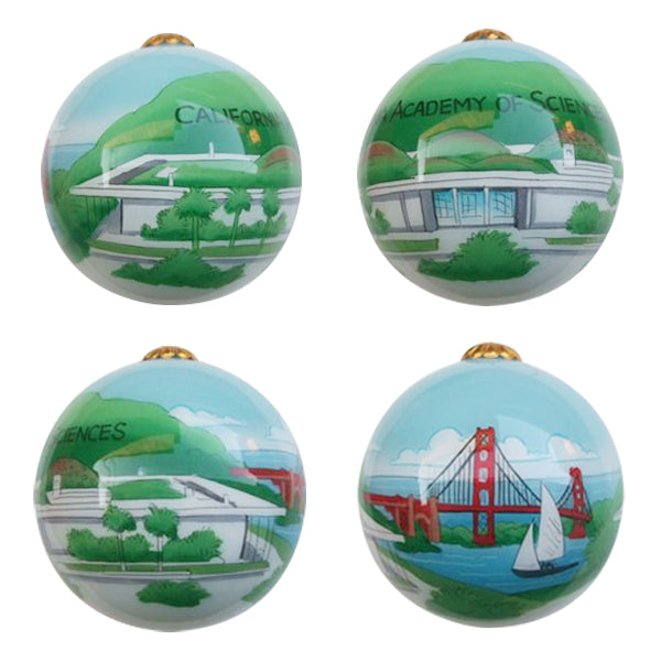 Hand-painted California Academy of Sciences Glass Ornament