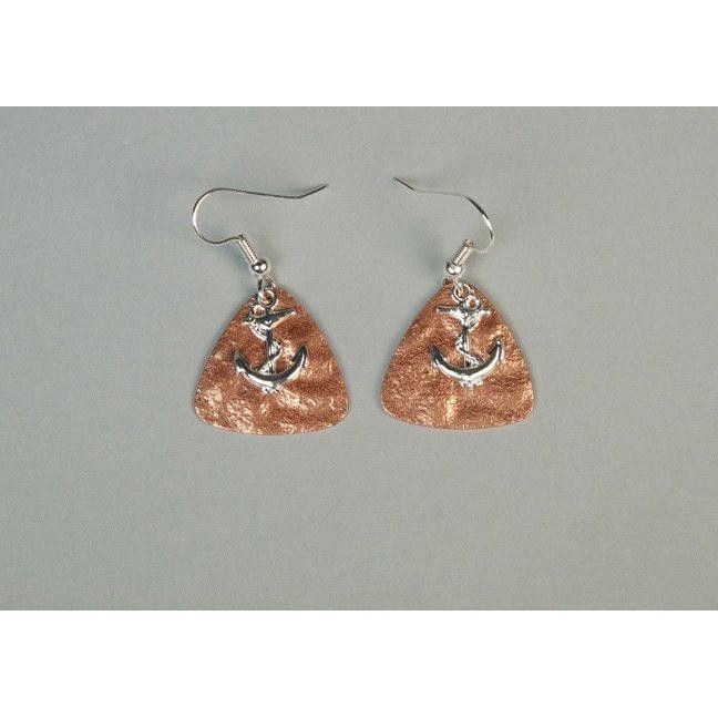 USS Constitution Copper and Silver Anchor Earrings