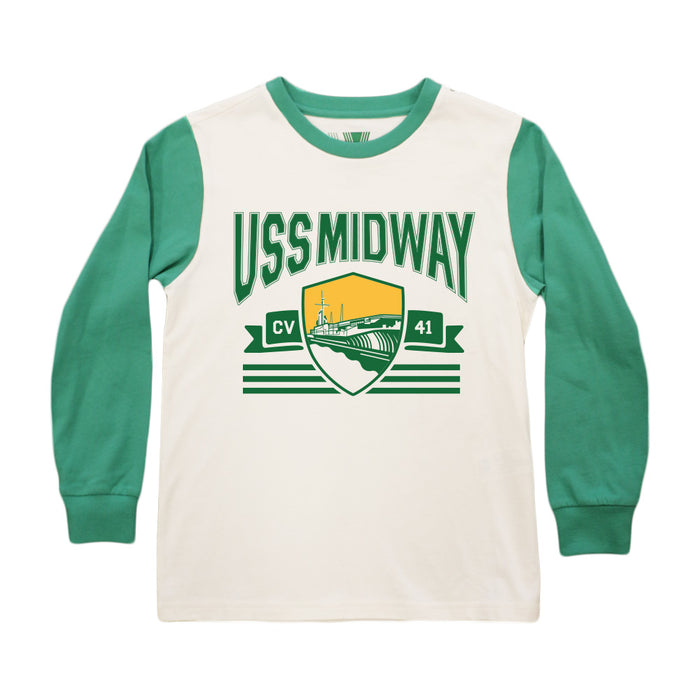 USS Midway Museum Ringer Long Sleeve Youth T-Shirt