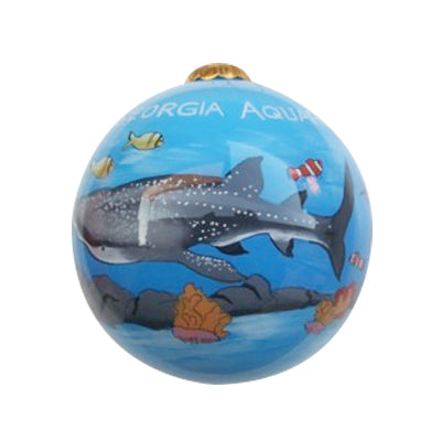 Hand-painted Georgia Aquarium Whale Shark Glass Christmas Ornament