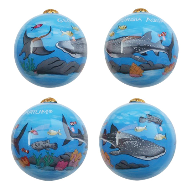 Hand-painted Georgia Aquarium Whale Shark Glass Ornament
