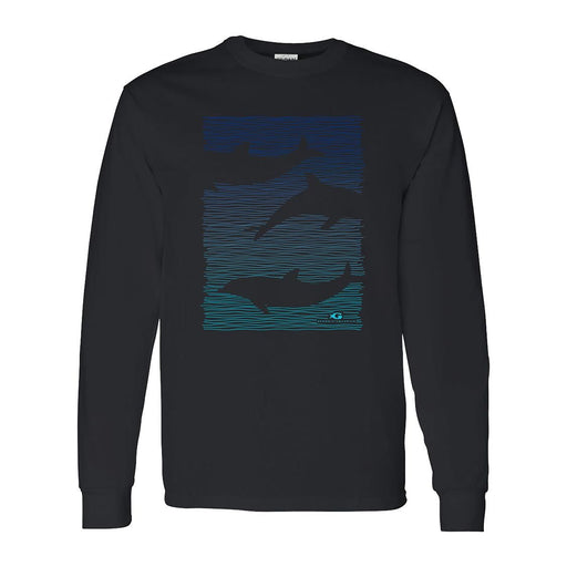Adult Long Sleeve Tee Swimming Dolphins with Georgia Aquarium Logo