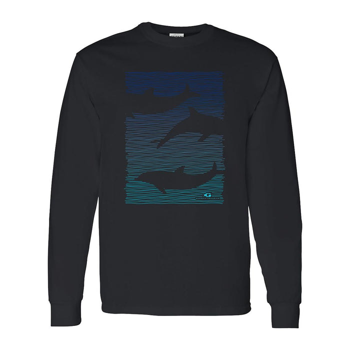 Adult Long Sleeve Tee Swimming Dolphins with Georgia Aquarium Logo
