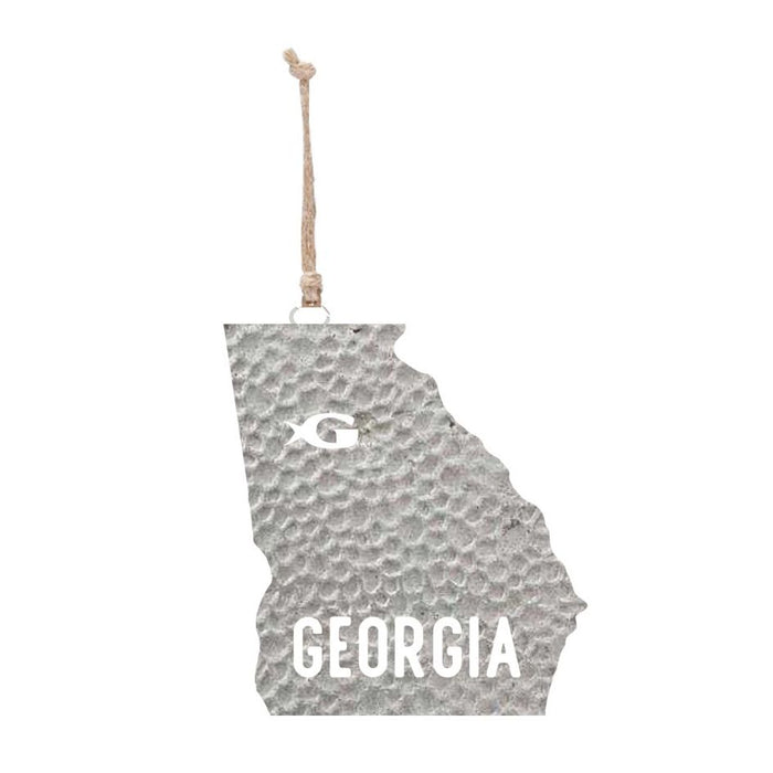 Stainless Steel Georgia Aquarium State Christmas Ornament