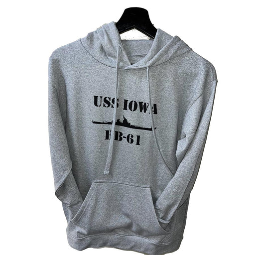 Adult Grey Hoodie BB-61 - USS Battleship Iowa