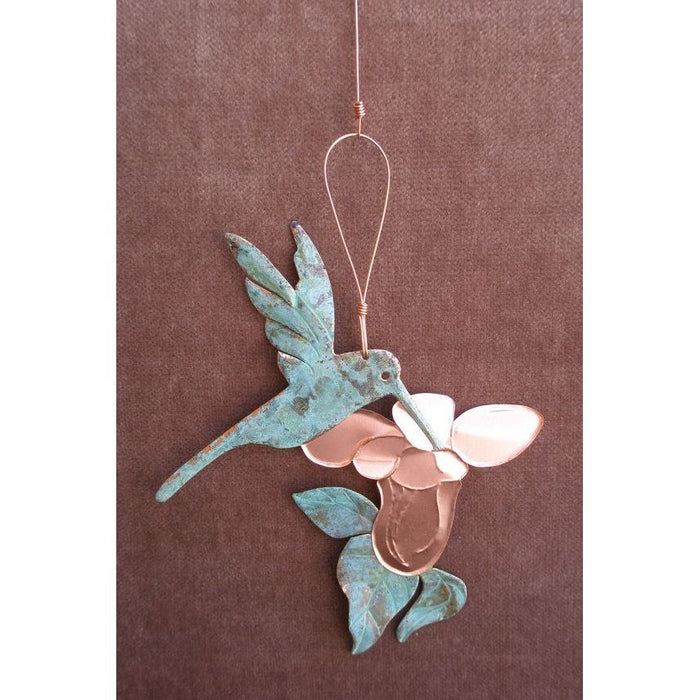 Hummingbird Copper Verdigris Ornament