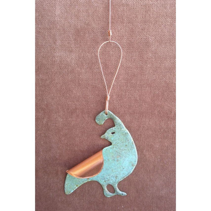 Quail Copper Verdigris Ornament