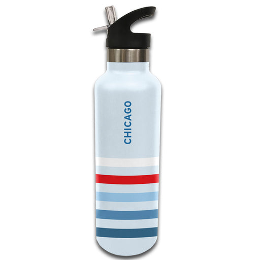 Chicago Flag Lines Water Bottle Reusable Sustainable Vacuum Sealed