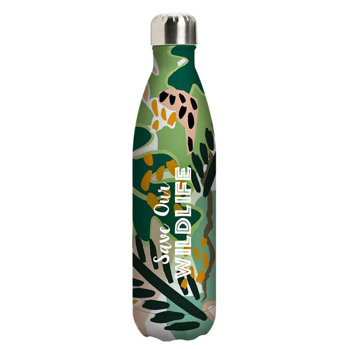 Save our Wildlife Water Bottle with jungle background vacuum tumbler