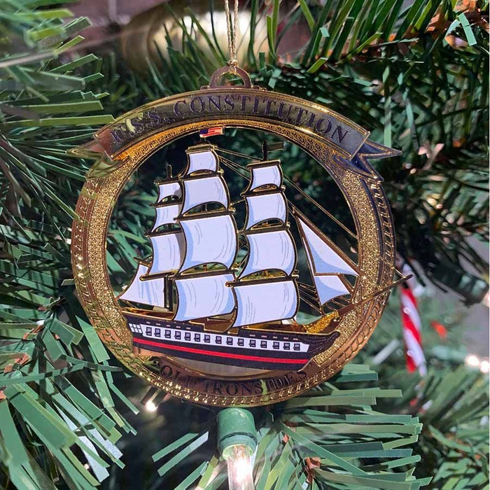 USS Constitution Brass Christmas Ornament