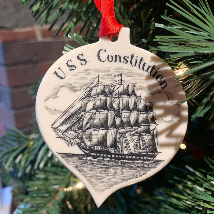 USS Constitution Tear Drop Christmas Ornament