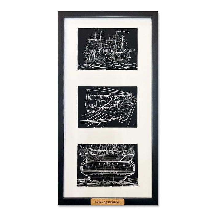 USS Constitution Framed Prints with Reclaimed Wood Nameplates