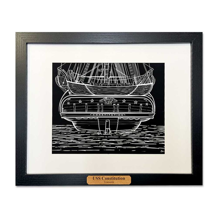 USS Constitution Framed Prints with Reclaimed Wood Nameplates