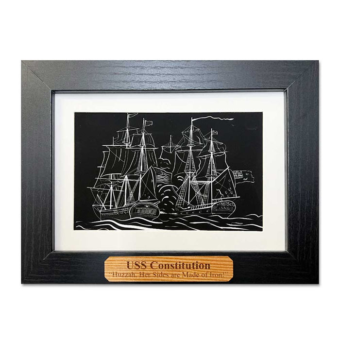 USS Constitution Framed Prints with Reclaimed Wood Nameplates