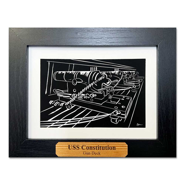 USS Constitution Framed Prints with Reclaimed Wood Nameplates