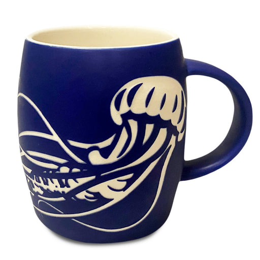 Deep Etched Jellyfish Blue Mug Birch Aquarium