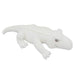 The 54'' Giant Plush White Alligator is a white plush toy with black-stitched claws and eyes, shown lying on its stomach against a plain white background.