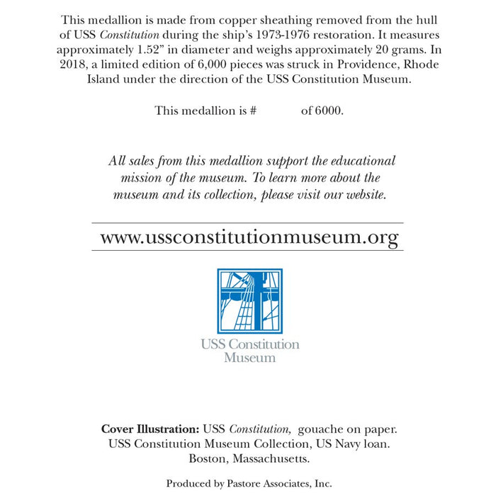 Limited Edition USS Constitution Copper Medallion