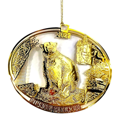 2022 3D Polar Bear Gold Christmas Ornament - Lincoln Park Zoo