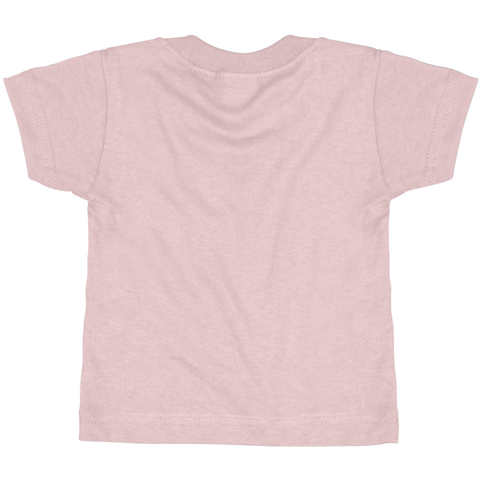 Light pink short-sleeved Mississippi Aquarium Be Mermaids Toddler T-Shirt displayed from the back against a white background. This plain shirt features no visible designs, logos, or text—ideal for young fans inspired by marine life and the wonders of the Mississippi Aquarium.