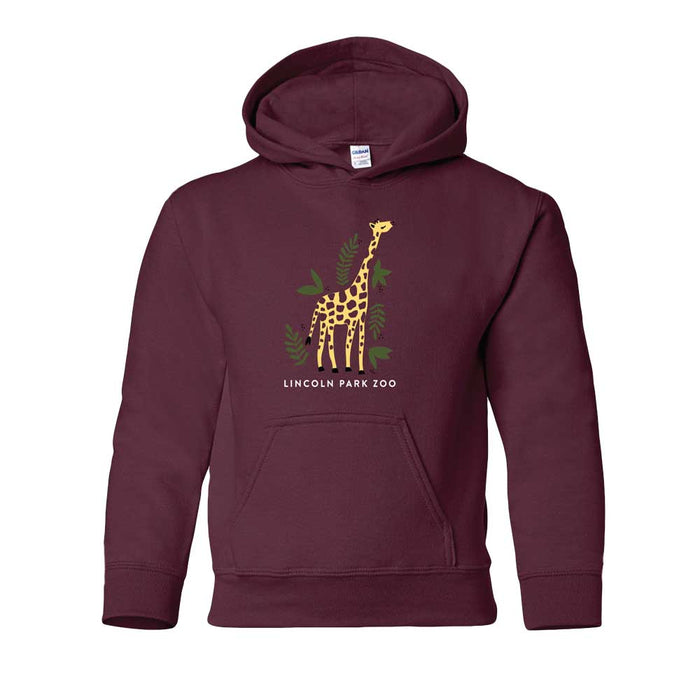 Lincoln Park Zoo Giraffe & Leaves Youth Hooded Sweatshirt