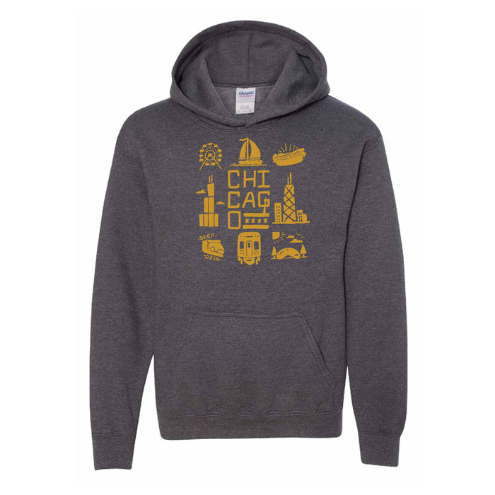 Chicago Icons Youth Hooded Sweatshirt