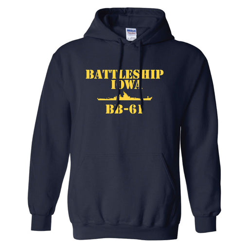 Blue Adult Hoodie BB-61 - USS Battleship Iowa