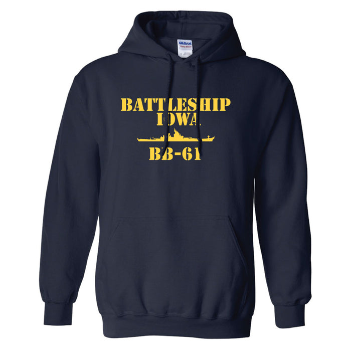Blue Adult Hoodie BB-61 - USS Battleship Iowa