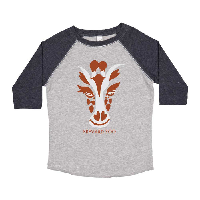 Brevard Zoo Giraffe Face Toddler Raglan T-Shirt