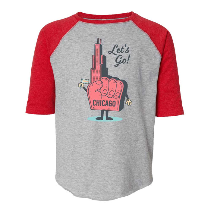 Willis Tower Chicago Foam Finger Youth Raglan T-Shirt