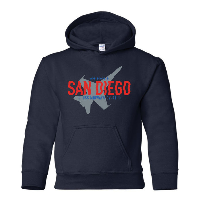 USS Midway Museum Heat Wave Puff Ink Youth Hooded Sweatshirt