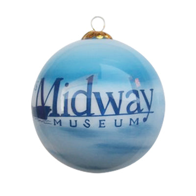 Hand-painted USS Midway Corsair Glass Ornament