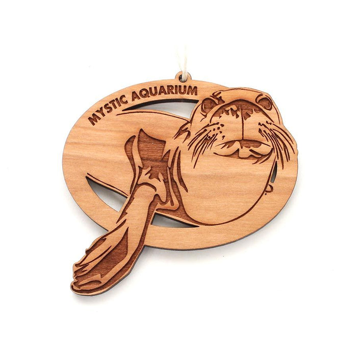 Mystic Aquarium Laser Cut Wood Sea Lion Christmas Ornament