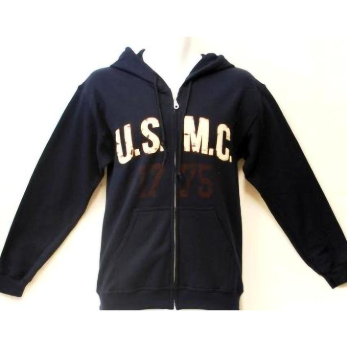 USMC Navy Blue Zippered Hoodie - Marine Corps Museum
