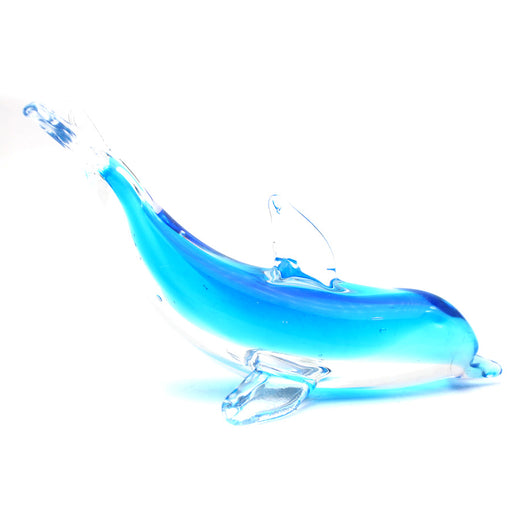 Blown Glass Blue Dolphin Sculpture