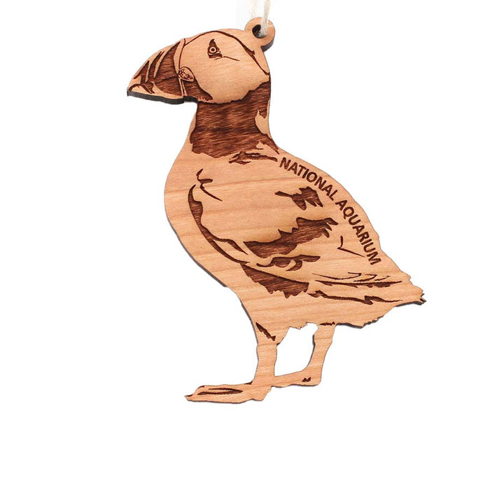 Wood Etched Puffin Ornament - National Aquarium