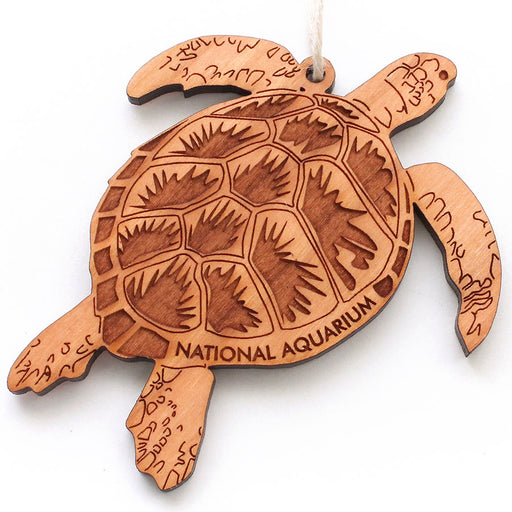 Wood Sea Turtle Christmas Ornament - National Aquarium