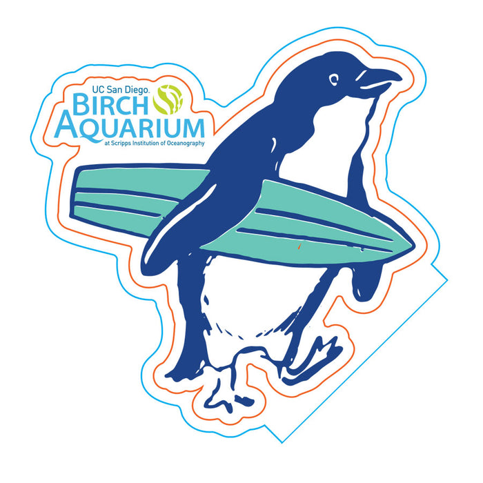 Birch Aquarium Penguin and Surfboard Adhesive Logo Sticker