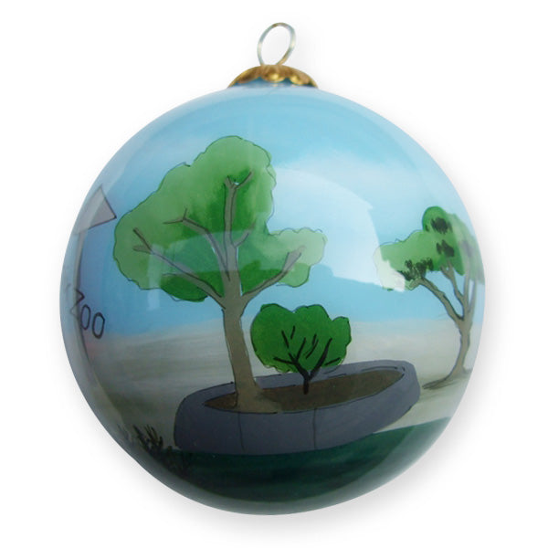 Hand-painted Phoenix Zoo Elephant Glass Ornament