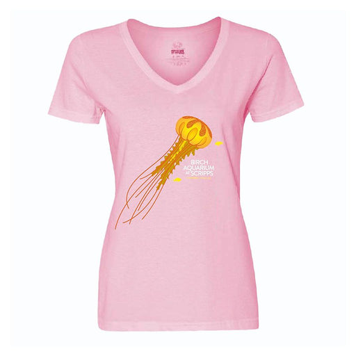 Pink Ladies Tee with Jellyfish Logo V-neck - Birch Aquarium