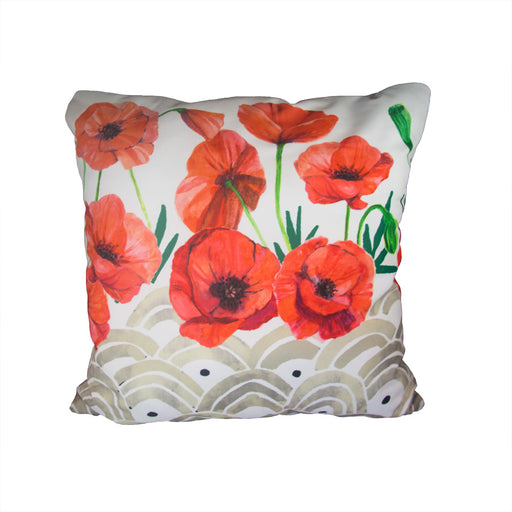 Red Poppy Silk Pillow