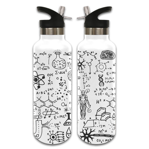 Science Icon Water Bottle with chalkboard science writings