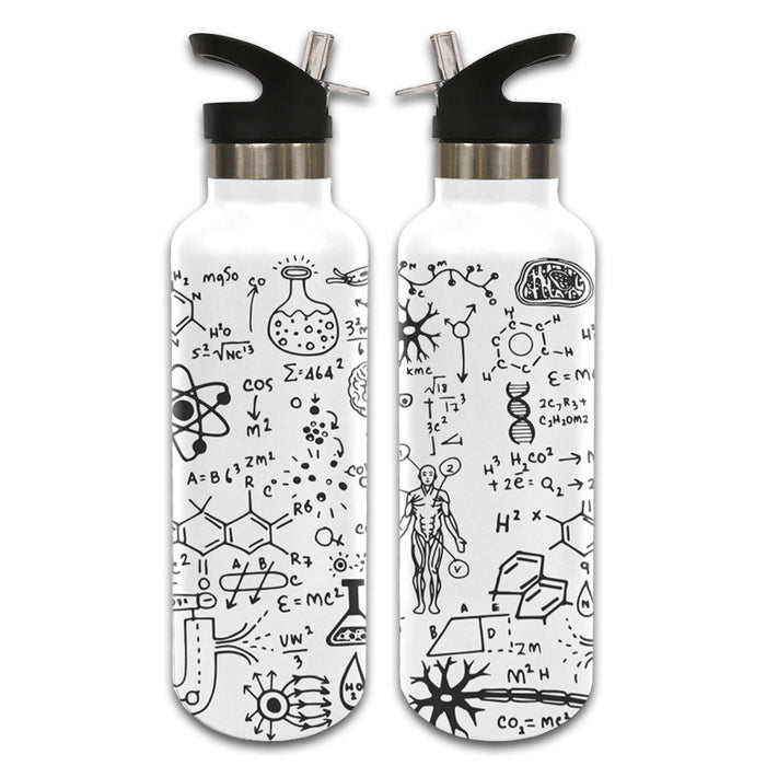 Science Icon Water Bottle with chalkboard science writings