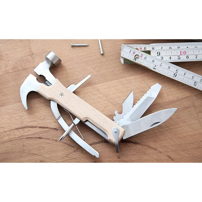 Kikkerland 10 in 1 Pocket Compact Stainless Steel Multi-Tool for Outdoors