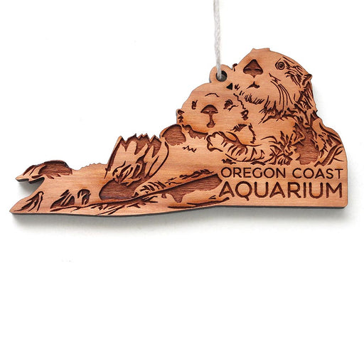 Sustainable Wood Sea Otter Christmas Ornament