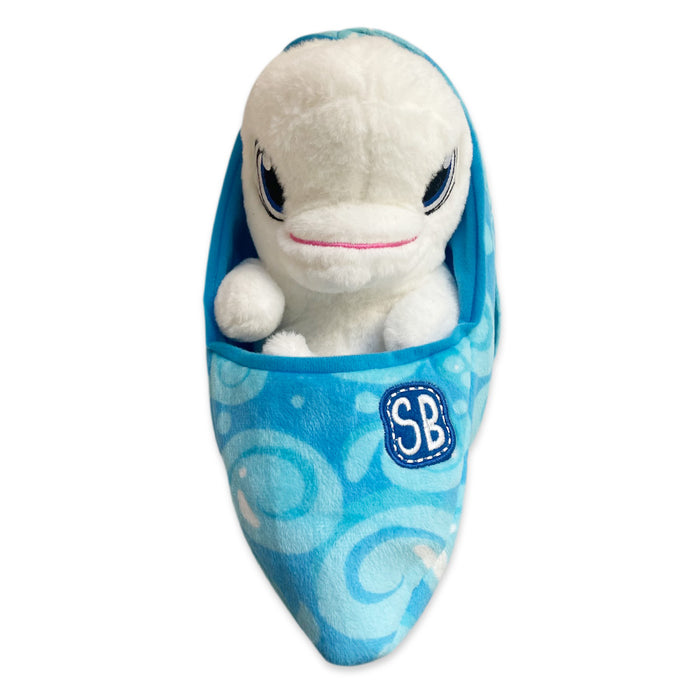 Swaddle Babies Beluga Whale Plush Stuffed Animal with Blanket