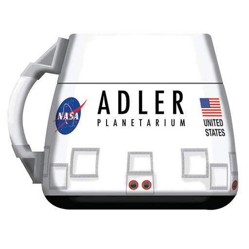 Enjoy your favorite morning beverage with this cool space capsule mug, complete with the Adler Planetarium name. 