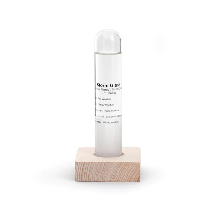 Storm Glass Tube with Beachwood Base