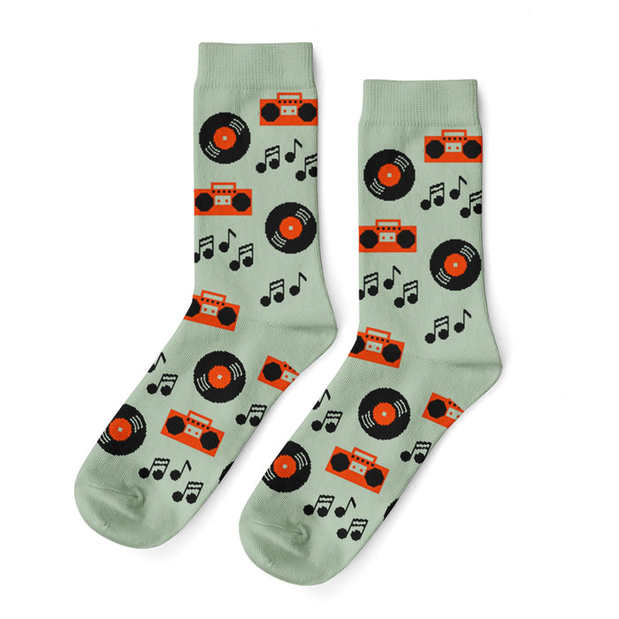 Music Records Crew Socks