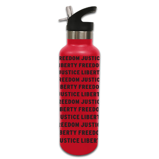 Freedom Liberty Justice Water Bottle Red